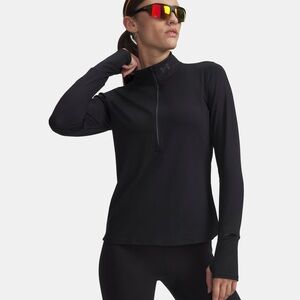 Under Armour Women's Sleek Black Long Sleeve Run 1/4 Zip Medium
